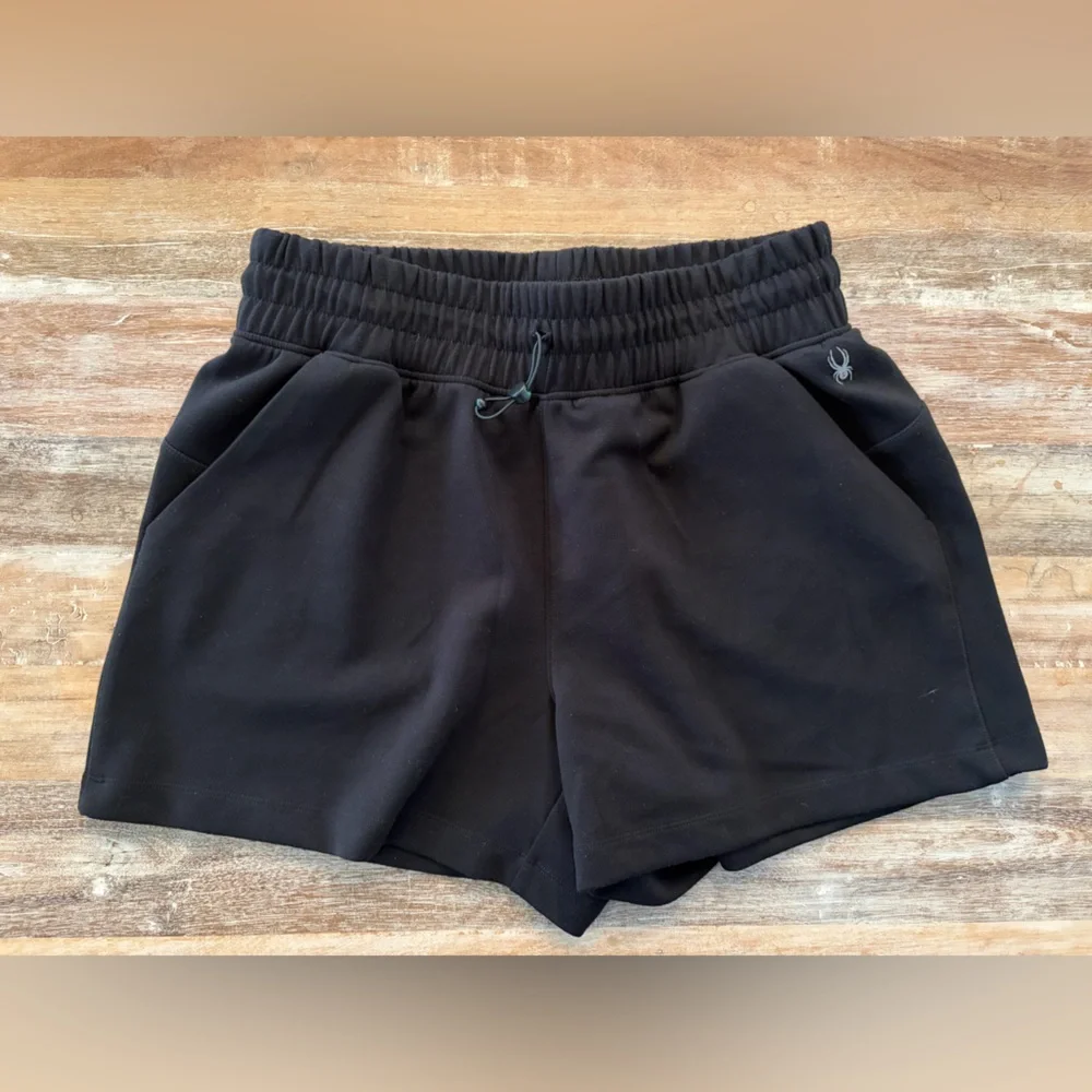 Spyder Active Women's Black Athletic Shorts Pockets Drawstring Pull-On Large